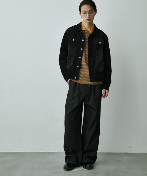 BLANK HOTEL(ブランクホテル)の「Contrast Collar Stripe Long Sleeve Polo / 配色襟ボーダーロングスリーブポロシャツ(ポロシャツ・メンズ・ブラウン/チャコールグレー・L/M/S)」の3枚目の写真