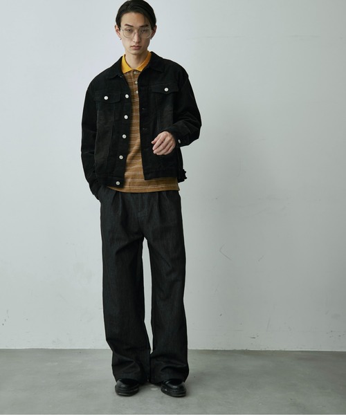 BLANK HOTEL(ブランクホテル)の「Contrast Collar Stripe Long Sleeve Polo / 配色襟ボーダーロングスリーブポロシャツ(ポロシャツ・メンズ・ブラウン/チャコールグレー・L/M/S)」の4枚目の写真