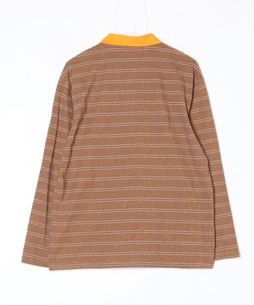 BLANK HOTEL(ブランクホテル)の「Contrast Collar Stripe Long Sleeve Polo / 配色襟ボーダーロングスリーブポロシャツ(ポロシャツ・メンズ・ブラウン/チャコールグレー・L/M/S)」の5枚目の写真
