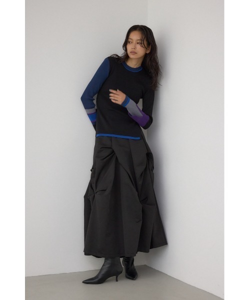 AZUL by moussy（アズールバイマウジー）の「【PLUS】カラーブロッキングリブニット（ニット/セーター・レディース・ブラウン系その他/ブラック系その他/グリーン系その他2・FREE）」の5枚目の写真