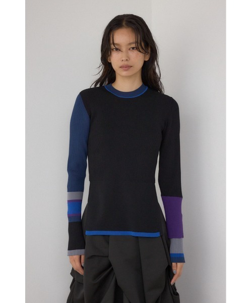 AZUL by moussy（アズールバイマウジー）の「【PLUS】カラーブロッキングリブニット（ニット/セーター・レディース・ブラウン系その他/ブラック系その他/グリーン系その他2・FREE）」の6枚目の写真
