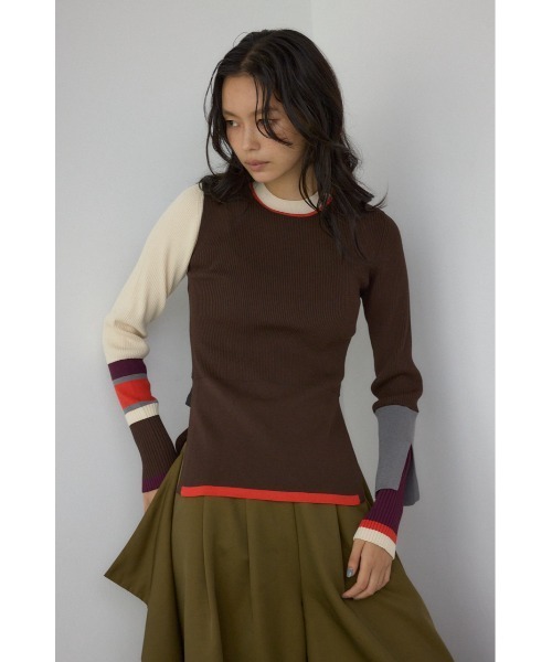 AZUL by moussy（アズールバイマウジー）の「【PLUS】カラーブロッキングリブニット（ニット/セーター・レディース・ブラウン系その他/ブラック系その他/グリーン系その他2・FREE）」の16枚目の写真