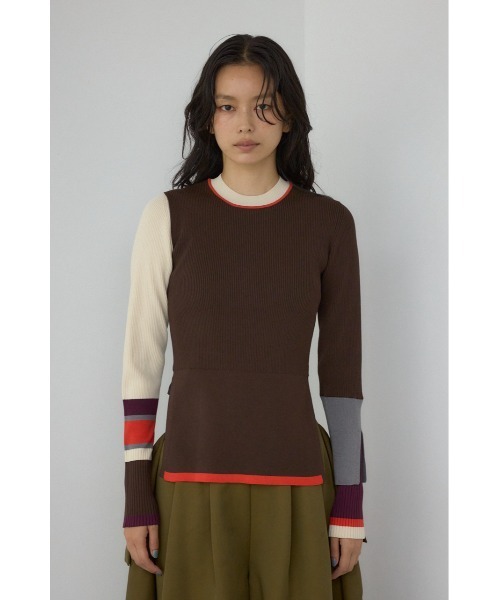 AZUL by moussy（アズールバイマウジー）の「【PLUS】カラーブロッキングリブニット（ニット/セーター・レディース・ブラウン系その他/ブラック系その他/グリーン系その他2・FREE）」の18枚目の写真