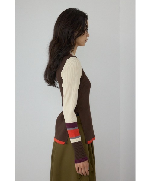 AZUL by moussy（アズールバイマウジー）の「【PLUS】カラーブロッキングリブニット（ニット/セーター・レディース・ブラウン系その他/ブラック系その他/グリーン系その他2・FREE）」の20枚目の写真