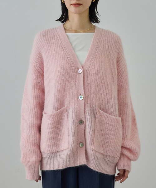 ROPE'（ロペ）の「スーパーキッドモヘヤVネックカーディガン/イージーケア（カーディガン/ボレロ・レディース・チャコールグレー/ピンク系その他2・FREE）」の7枚目の写真