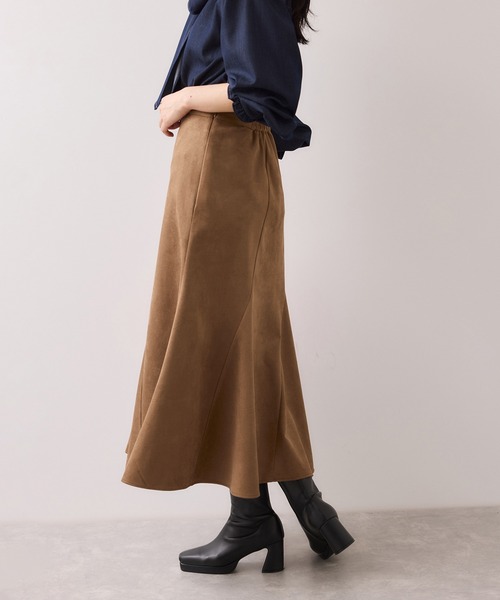 VIS（ビス）の「エスカルゴ切替スエードライクスカート（スカート・レディース・オフホワイト/イエロー系その他3・S/M）」の8枚目の写真