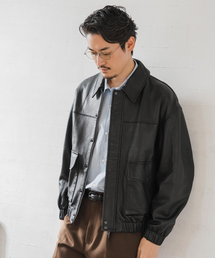 EDIFICE（エディフィス）の「◇レザー ノーカラーブルゾン（ライダース