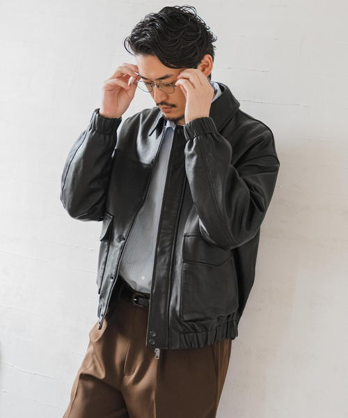 EDIFICE A2レザーショートブルゾン A2 レザーショートブルゾン（レザージャケット）｜EDIFICE