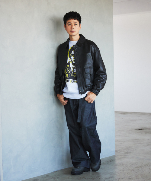 EDIFICE（エディフィス）の「A2 レザーショートブルゾン（ライダースジャケット・メンズ・ブラック/グリーン・LARGE/SMALL/MEDIUM/X-LARGE）」の7枚目の写真