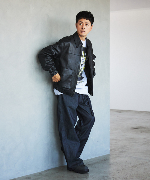 EDIFICE（エディフィス）の「A2 レザーショートブルゾン（ライダースジャケット・メンズ・ブラック/グリーン・LARGE/SMALL/MEDIUM/X-LARGE）」の8枚目の写真