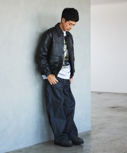 EDIFICE（エディフィス）の「A2 レザーショートブルゾン（ライダースジャケット・メンズ・ブラック/グリーン・LARGE/SMALL/MEDIUM/X-LARGE）」の9枚目の写真