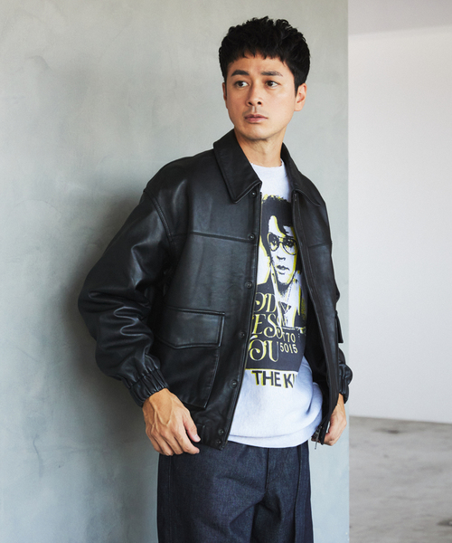 EDIFICE（エディフィス）の「A2 レザーショートブルゾン（ライダースジャケット・メンズ・ブラック/グリーン・LARGE/SMALL/MEDIUM/X-LARGE）」の11枚目の写真