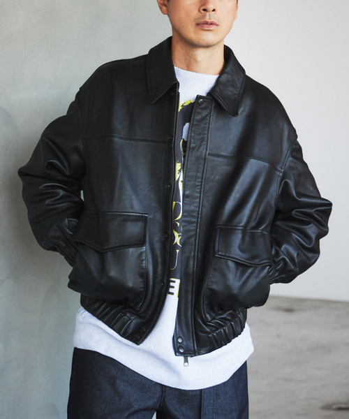 EDIFICE（エディフィス）の「A2 レザーショートブルゾン（ライダースジャケット・メンズ・ブラック/グリーン・LARGE/SMALL/MEDIUM/X-LARGE）」の14枚目の写真