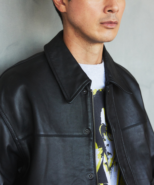 EDIFICE（エディフィス）の「A2 レザーショートブルゾン（ライダース