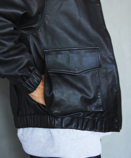 EDIFICE（エディフィス）の「A2 レザーショートブルゾン（ライダースジャケット・メンズ・ブラック/グリーン・LARGE/SMALL/MEDIUM/X-LARGE）」の17枚目の写真