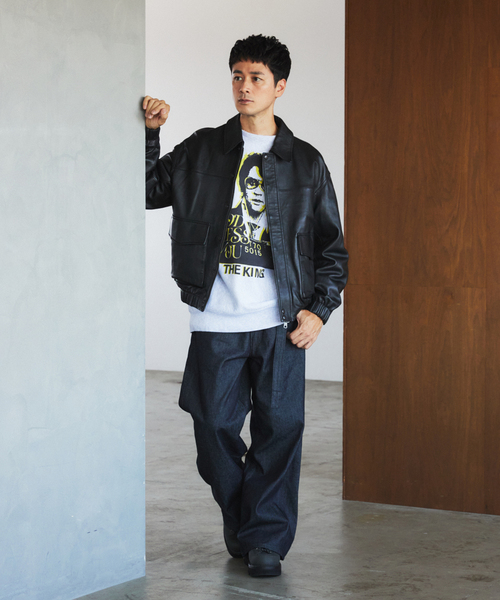 EDIFICE（エディフィス）の「A2 レザーショートブルゾン（ライダースジャケット・メンズ・ブラック/グリーン・LARGE/SMALL/MEDIUM/X-LARGE）」の19枚目の写真