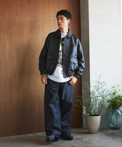 EDIFICE（エディフィス）の「A2 レザーショートブルゾン（ライダースジャケット・メンズ・ブラック/グリーン・LARGE/SMALL/MEDIUM/X-LARGE）」の21枚目の写真