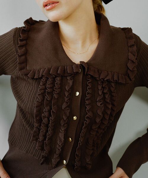 セール】フリルデザインカーディガン（カーディガン/ボレロ）｜cle
