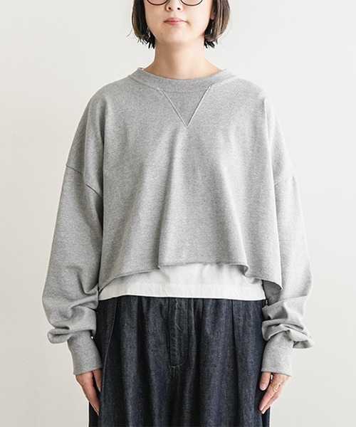 SOLAMONAT(ソラモナ)の「ペンネ天竺 ショートプルオーバー(Tシャツ/カットソー・レディース・杢グレー/ヘザーチャコール/ホワイト/ブラック/カーキ/ライトピンク・FREE)」の18枚目の写真