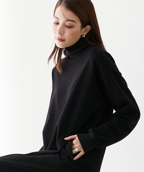 slattgir(スラットジール)の「高身長 裏シャギーマキシ丈タートルネックワンピース (トールサイズ)(ワンピース・レディース・チャコール/ボルドー/ブラック・TM/TL/TLL/T3L/T5L/T4L)」の2枚目の写真