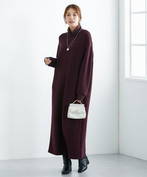 slattgir(スラットジール)の「高身長 裏シャギーマキシ丈タートルネックワンピース (トールサイズ)(ワンピース・レディース・チャコール/ボルドー/ブラック・TM/TL/TLL/T3L/T5L/T4L)」の6枚目の写真