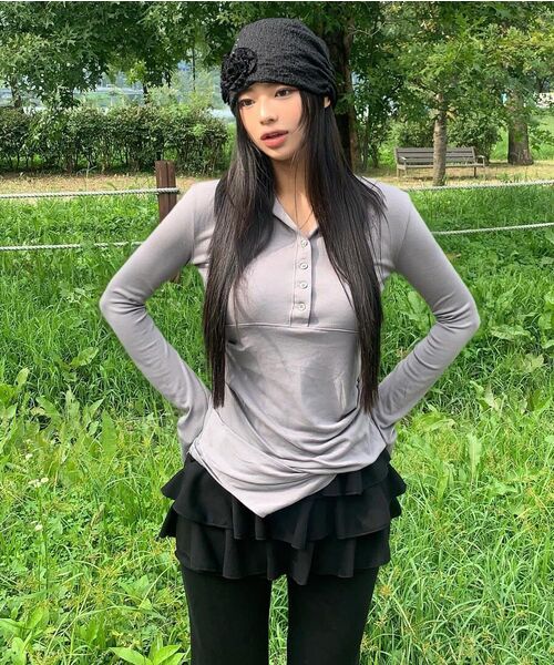 FLAREUP（フレアアップ）の「Ruffle Shirring Beanie (FL-740_Gray)（ニットキャップ/ビーニー・レディース・ライトグレー・OS）」の5枚目の写真