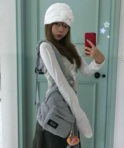 FLAREUP（フレアアップ）の「Ruffle Shirring Beanie (FL-740_Gray)（ニットキャップ/ビーニー・レディース・ライトグレー・OS）」の2枚目の写真