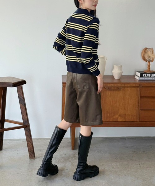 Jewelobe(ジュエローブ)の「シンセティックレザータックハーフパンツ(その他パンツ・レディース・ブラック/ブラウン・FREE)」の8枚目の写真