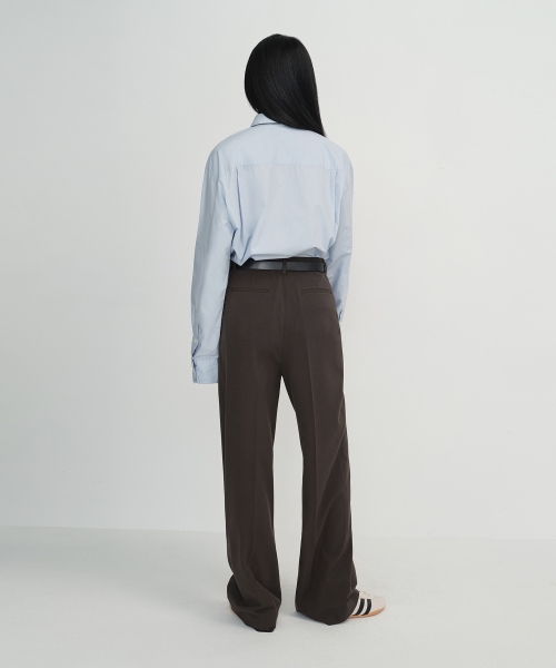 MUSINSA STANDARD WOMAN（ムシンサスタンダードウーマン）の「ウィメンズハイウエストワイドヒドゥンバンディングスラックス[ダークブラウン]（スラックス・レディース・その他・24/25/26/27/28/29/31/30/32/34）」の3枚目の写真