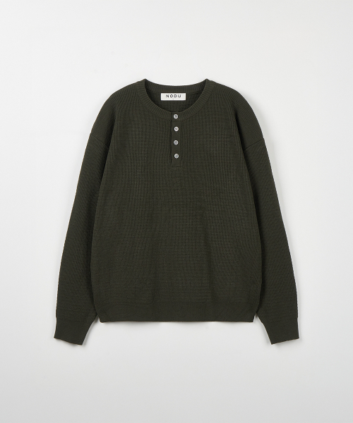 NODU（ノードユー）の「ドレインヘンリーネックニット [カーキ]（ニット/セーター・メンズ・その他・MEDIUM/LARGE）」の7枚目の写真