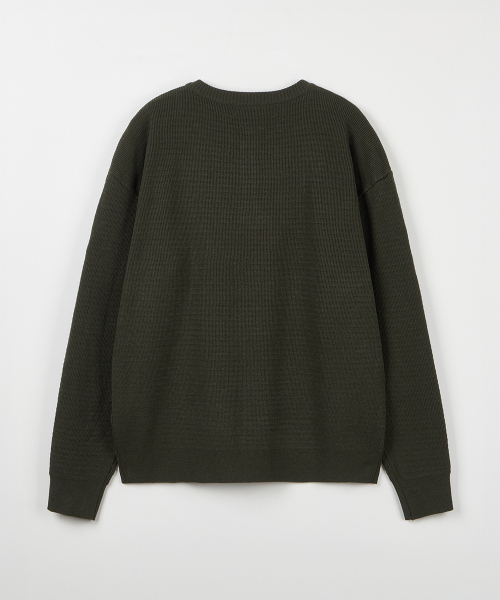 NODU（ノードユー）の「ドレインヘンリーネックニット [カーキ]（ニット/セーター・メンズ・その他・MEDIUM/LARGE）」の8枚目の写真