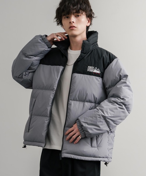 FIRST DOWN(ファーストダウン)の「FIRST DOWN ファーストダウン BUBBLE DOWN JKT 2WAYリバーシブルバブルダウンジャケット F942001(ダウンジャケット/コート・メンズ・ホワイト/ピンク/レンガ/マスタード/パープル/グレー/ゼブラ/ブラック/ライトベージュ・M/L/XL)」の4枚目の写真