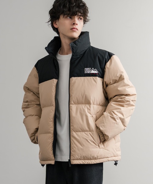 FIRST DOWN(ファーストダウン)の「FIRST DOWN ファーストダウン BUBBLE DOWN JKT 2WAYリバーシブルバブルダウンジャケット F942001(ダウンジャケット/コート・メンズ・ホワイト/ピンク/レンガ/マスタード/パープル/グレー/ゼブラ/ブラック/ライトベージュ・M/L/XL)」の5枚目の写真
