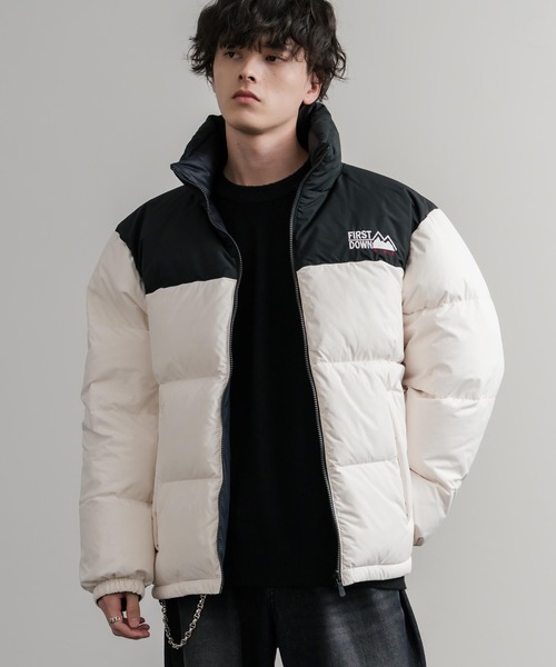 FIRST DOWN(ファーストダウン)の「FIRST DOWN ファーストダウン BUBBLE DOWN JKT 2WAYリバーシブルバブルダウンジャケット F942001(ダウンジャケット/コート・メンズ・ホワイト/ピンク/レンガ/マスタード/パープル/グレー/ゼブラ/ブラック/ライトベージュ・M/L/XL)」の11枚目の写真