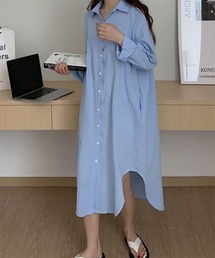 【i-dare】ワッシャーシャツ ワンピース 【7色展開】