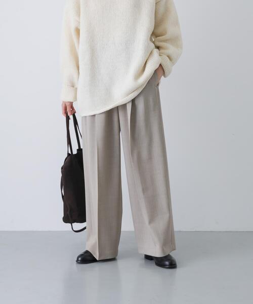 かぐれ（カグレ）の「ウォッシャブルウールツイルパンツ（その他パンツ・レディース・ベージュ/ブラック/チャコールグレー・FREE）」の3枚目の写真