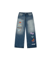 ESCAPEFROM（エスケープフロム）の「マッシュルームビレッジプリントバンディングウォッシングデニムパンツ[4色]（デニムパンツ）」