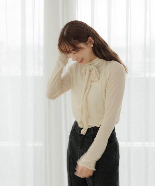 flower（フラワー）の「シアーリボンタートル2（Tシャツ/カットソー・レディース・アイボリー・FREE）」の3枚目の写真