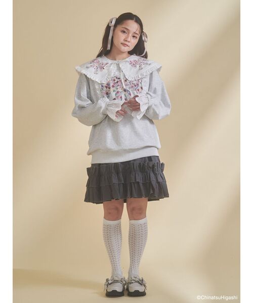 merry jenny（メリージェニー）の「Dream Garden-tulip ribbon lace sweat（スウェット・レディース・ライトグレー/ピンク・FREE）」の17枚目の写真