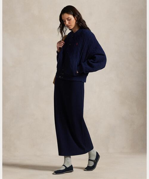 ケーブルニット ウールカシミヤ ボンバー ジャケット（ブルゾン