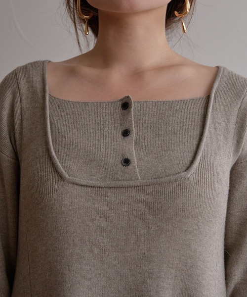 mideal(マイディール)の「lady knit onepiece / レディーニットワンピース(ワンピース・レディース・ベージュ/チャコールグレー・FREE)」の15枚目の写真
