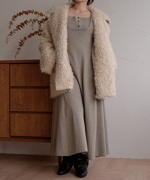 mideal(マイディール)の「lady knit onepiece / レディーニットワンピース(ワンピース・レディース・ベージュ/チャコールグレー・FREE)」の18枚目の写真