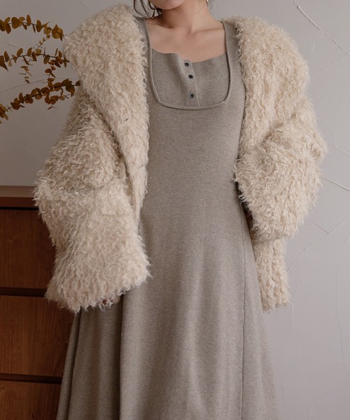 mideal(マイディール)の「lady knit onepiece / レディーニットワンピース(ワンピース・レディース・ベージュ/チャコールグレー・FREE)」の19枚目の写真