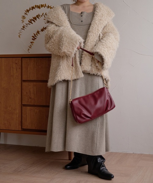 mideal(マイディール)の「lady knit onepiece / レディーニットワンピース(ワンピース・レディース・ベージュ/チャコールグレー・FREE)」の21枚目の写真
