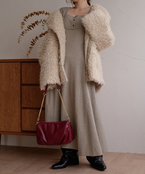 mideal(マイディール)の「lady knit onepiece / レディーニットワンピース(ワンピース・レディース・ベージュ/チャコールグレー・FREE)」の22枚目の写真