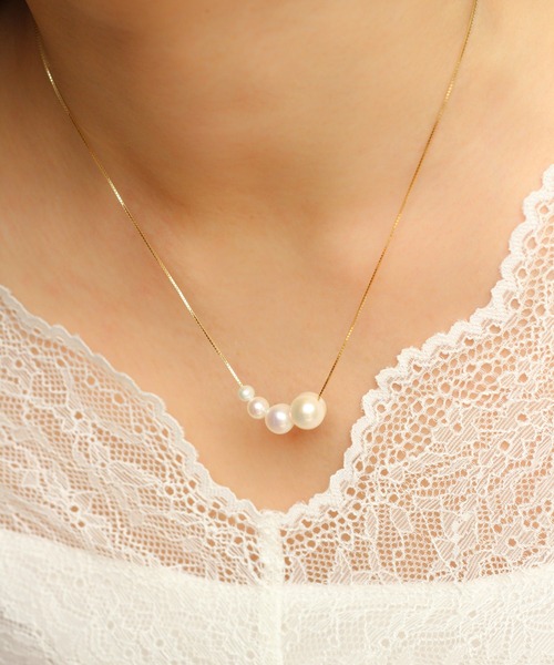 WEB限定】silver925 淡水パール4粒ペンダントネックレス（ネックレス