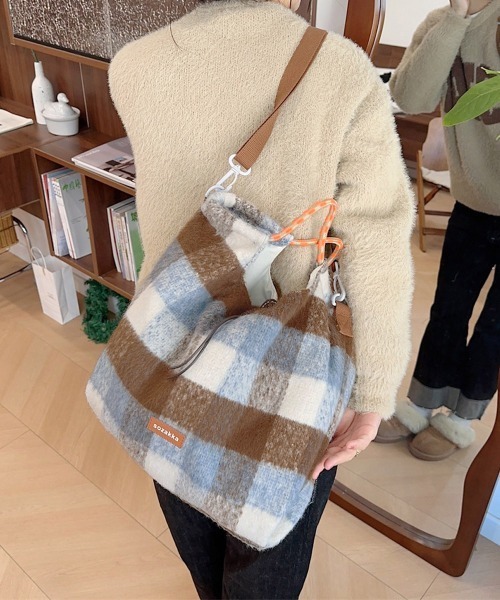 Miniministore(ミニミニストア)の「ショルダーバッグ A4トートバッグ 秋冬(ショルダーバッグ・レディース・カーキ/ピンク/グリーン/ライトブルー・FREE)」の4枚目の写真