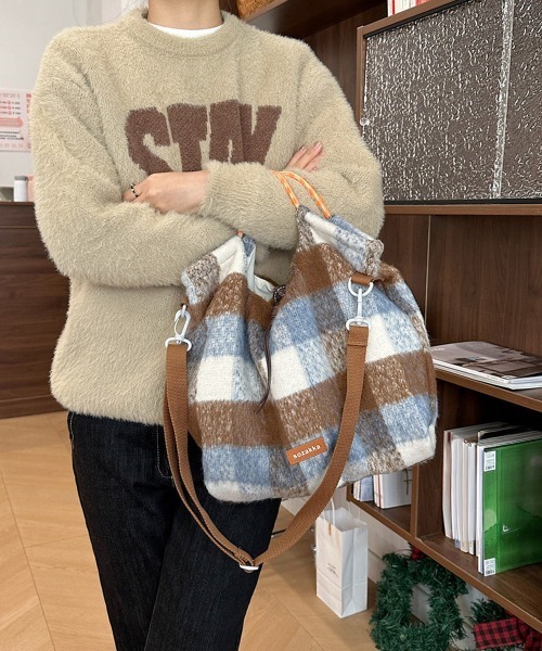 Miniministore(ミニミニストア)の「ショルダーバッグ A4トートバッグ 秋冬(ショルダーバッグ・レディース・カーキ/ピンク/グリーン/ライトブルー・FREE)」の5枚目の写真