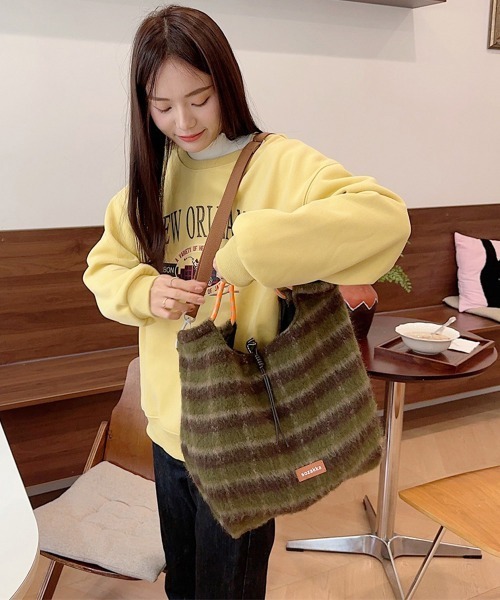 Miniministore(ミニミニストア)の「ショルダーバッグ A4トートバッグ 秋冬(ショルダーバッグ・レディース・カーキ/ピンク/グリーン/ライトブルー・FREE)」の16枚目の写真