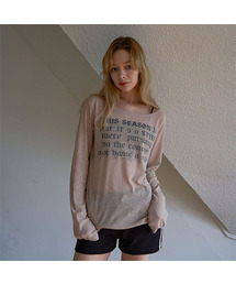 5OML（オーオーエムエル）の「シースルーレタリングルーズフィットロングスリーブベージュ（Tシャツ/カットソー）」